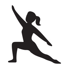 Woman performing warrior pose silhouette yoga