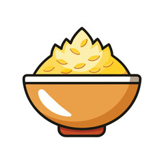 Flat and Minimal a bowl filled with rice grains icon vector illustration 