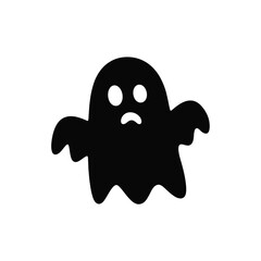 Sad Halloween Ghost Silhouette Isolated on White Background Illustration