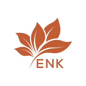 ENK Elegant Minimal Leaf Logo Design, ENK Later Logo, Botanical Nature Logo with Text, Clean Botanical Logo Design, Natural Organic Leaf Badge
