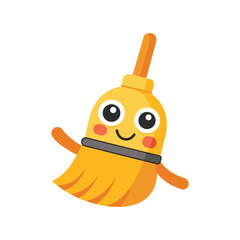 Flat and Minimal a broom icon vector illustration