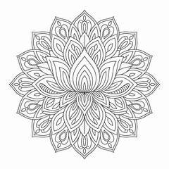 Detailed Lotus Mandala Design  Mindfulness Coloring page

