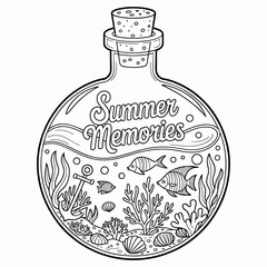 Beach Themed Underwater Bottle Drawing Printable Summer Craft

