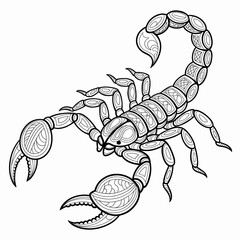 Scorpion Line Art  Intricate Decorative Outline Illustration

