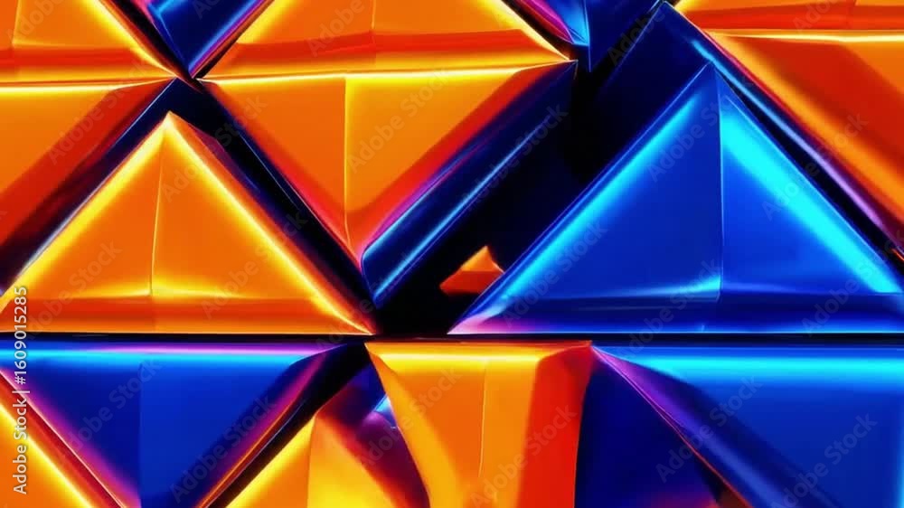 Poster geometric shapes with orange and blue color in low angle view that create a modern and artistic aest