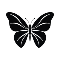 Black Butterfly Silhouette Minimalist Bold Clean Curved Wings Vector