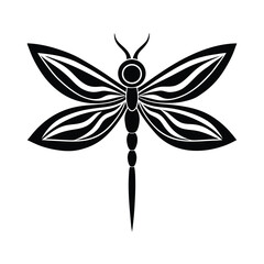 Elegant Dragonfly Insect Silhouette Abstract Patterned Wings Vector