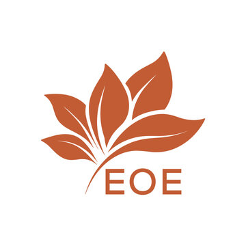 EOE Elegant Minimal Leaf Logo Design, EOE Later Logo, Botanical Nature Logo with Text, Clean Botanical Logo Design, Natural Organic Leaf Badge
