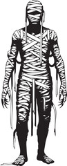 Standing mummy monster vector illustration. mummy, halloween, vector, monster, horror, ancient, egypt, scary, character, illustration