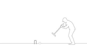 Simple line Illustration of croquet player best for your digital graphic and print	