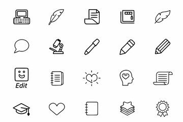 Fototapeta premium A poetic single-line art set focused on storytelling and expression — great for authors, content creators, poets, and educators.