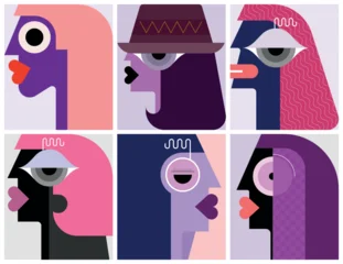 Printed roller blinds Six People Portraits (set of vector design elements)