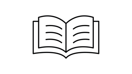 Black outline drawing of an open book with visible spine and three horizontal lines on each page