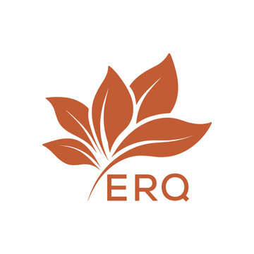 ERQ Elegant Minimal Leaf Logo Design, ERQ Later Logo, Botanical Nature Logo with Text, Clean Botanical Logo Design, Natural Organic Leaf Badge
