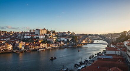 Obraz premium Beautiful view of the city of Porto on a beautiful summer day. Porto - Elegant Modern Architecture
