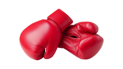 Pair of red boxing gloves for martial arts and cardio exercise