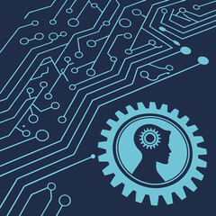 Electronic circuit board vector background design with microchip and digital technology pattern