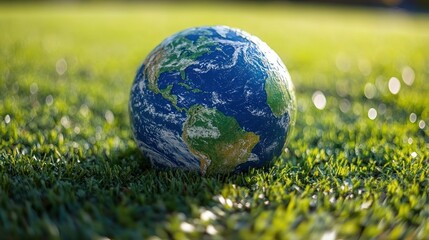 Globe on Grass Environmental Sustainability