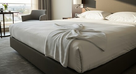 White towel on Bed Luxury Hotel
