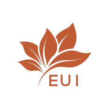 EUI Elegant Minimal Leaf Logo Design, EUI Later Logo, Botanical Nature Logo with Text, Clean Botanical Logo Design, Natural Organic Leaf Badge
