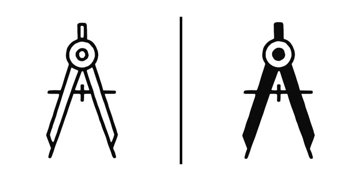 Architectural Compasses: A pair of architectural compasses, one outlined and the other filled, stand as a timeless symbol of precision and design in the realm of architecture.