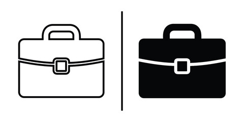 Briefcase Icons: A clean, minimalist illustration presents a sleek briefcase in both outline and solid fill, offering a versatile visual for a range of design applications.