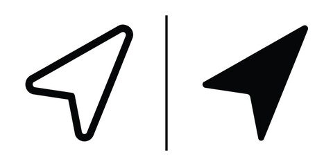 Navigation Icon: Two contrasting navigation icons, one outlined and the other solid, stand side by side, symbolizing direction and guidance in a minimalist design.