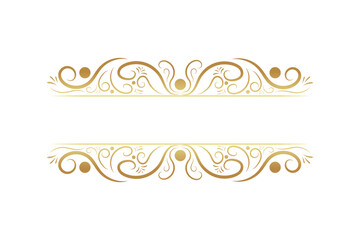 Elegant gold ornamental text frame with swirling floral accents, perfect for invitations or certificates.