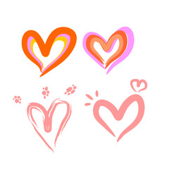 Playful Handdrawn Heart Element Set for Valentine Day Decoration