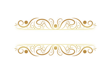Elegant gold ornamental text frame with swirling floral accents, perfect for invitations or certificates.