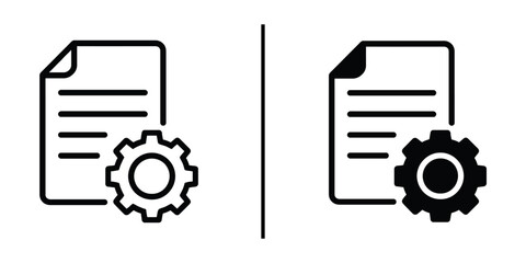 Document Setup and Settings: A clean, minimal graphic featuring a document icon paired with a gear, highlighting essential configuration and setup concepts.