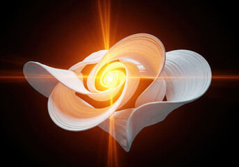Abstract Organic Glowing Shape with Wavy Layers and Bright Core