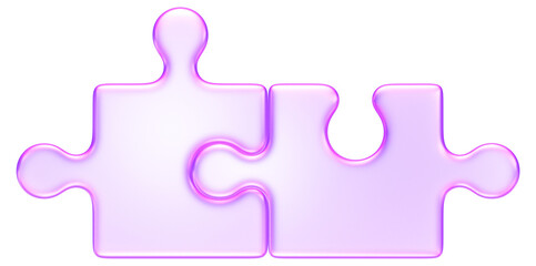 3D puzzle piece icon in soft glass style, representing connection, teamwork, problem solving, and integration