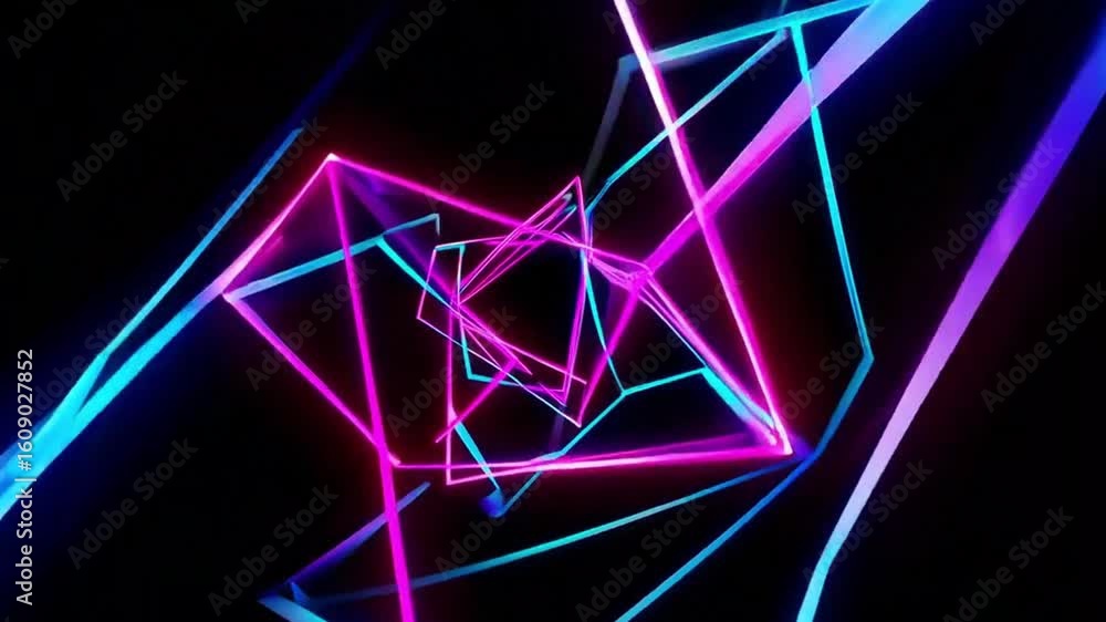 Aufkleber a mesmerizing geometric neon tunnel with a dynamic perspective, creating an immersive experience. fe