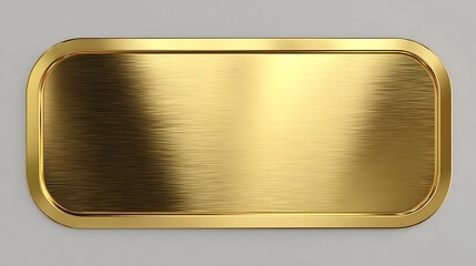 Gold metal rectangle with polished finish rounded edges reflective surface for product branding design or label mockup