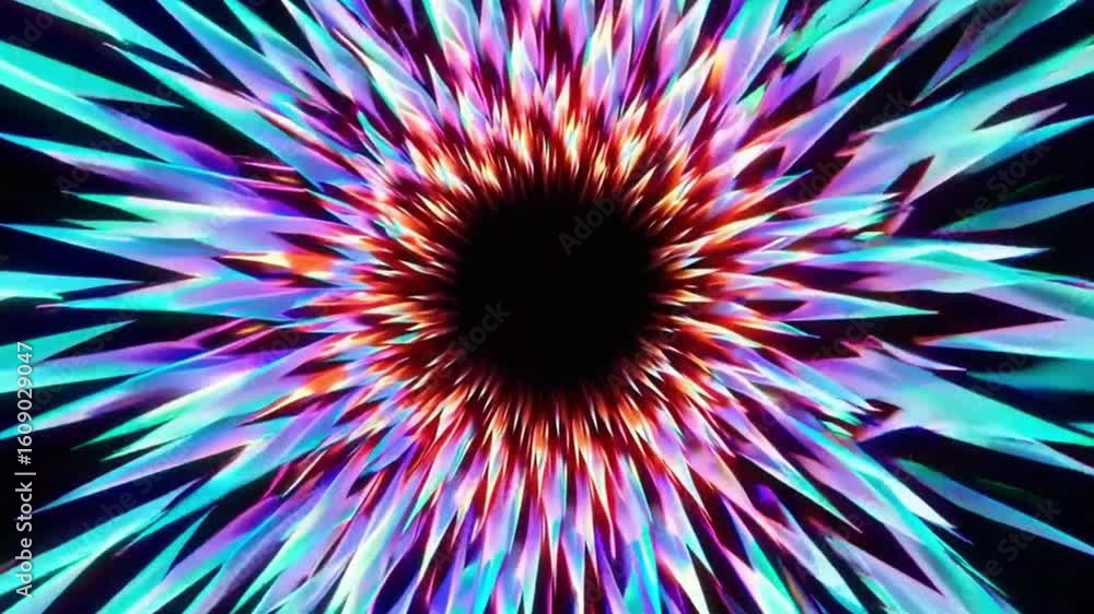Aufkleber abstract geometric kaleidoscopic spiral design with a black hole in the middle. the vivid pattern fe