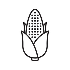 Corn on cob vector line icon representing sweet vegetable farm harvest and healthy organic food for barbecue and nutrition graphic