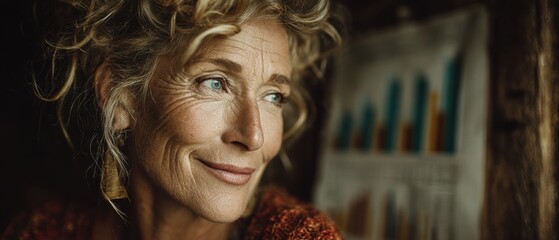 Senior woman holding a chart related to retirement planning while reflecting on financial strategies for future security and stability in life
