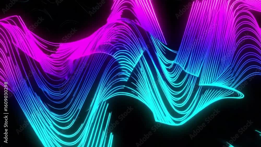 Poster abstract neon waves with vibrant color gradients. the image displays wavy lines that form an energet