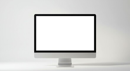 A modern desktop computer with a blank white screen