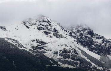 Obraz premium Snow-covered Alps, a sudden drop in temperature in July brought refreshment and snow to the mountain peaks