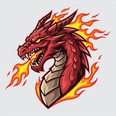 Fire dragon esports mascot logo