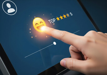  Selecting Excellent Customer Satisfaction Rating with Happy Emoji
