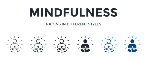 Mindfulness Icon In Different Style Vector Illustration. Designed In Thin Line, Regular Line, Bold Line, Glyph, Color Line, And Color Glyph Style Can Be Used For Web