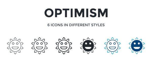 Optimism Icon In Different Style Vector Illustration. Designed In Thin Line, Regular Line, Bold Line, Glyph, Color Line, And Color Glyph Style Can Be Used For Web