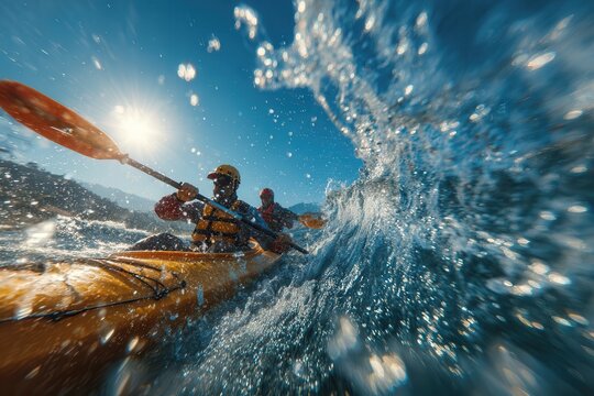 two athletes in a kayak 