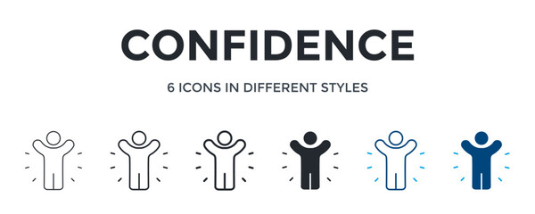 Confidence Icon In Different Style Vector Illustration. Designed In Thin Line, Regular Line, Bold Line, Glyph, Color Line, And Color Glyph Style Can Be Used For Web
