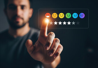  Selecting Excellent Customer Satisfaction Rating with Happy Emoji
