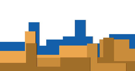 minimal block cityscape, urban skyline abstraction
