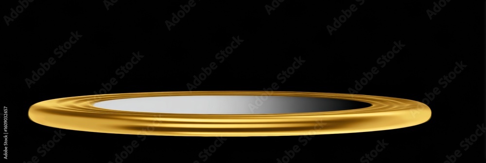 Poster coin spins gracefully in zero gravity, creating a mesmerizing floating effect with a wide empty spac